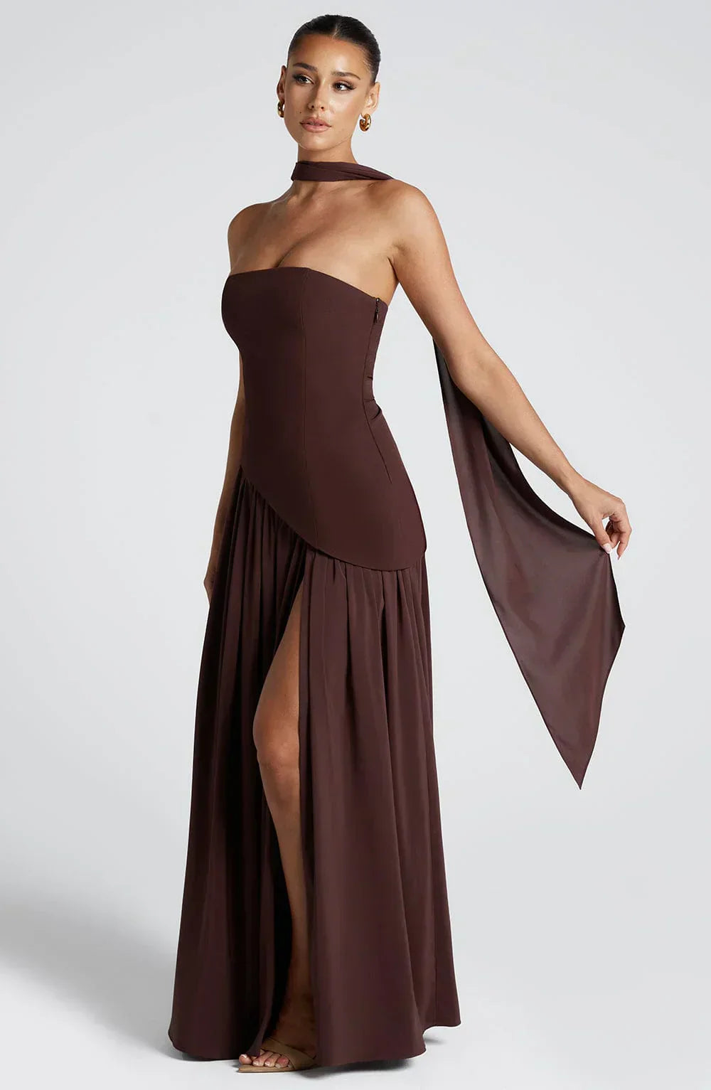 Victoria Robe de Soirée pour Femme – Robe Bustier Élégante avec Fente