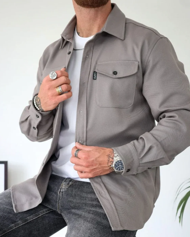 Hudson Sobrecamisa Hombre – Chaqueta Ligera con Botones y Bolsillos en el Pecho