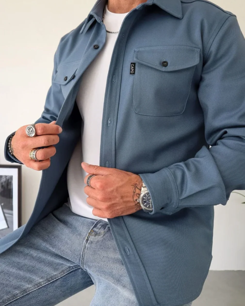 Hudson Sobrecamisa Hombre – Chaqueta Ligera con Botones y Bolsillos en el Pecho