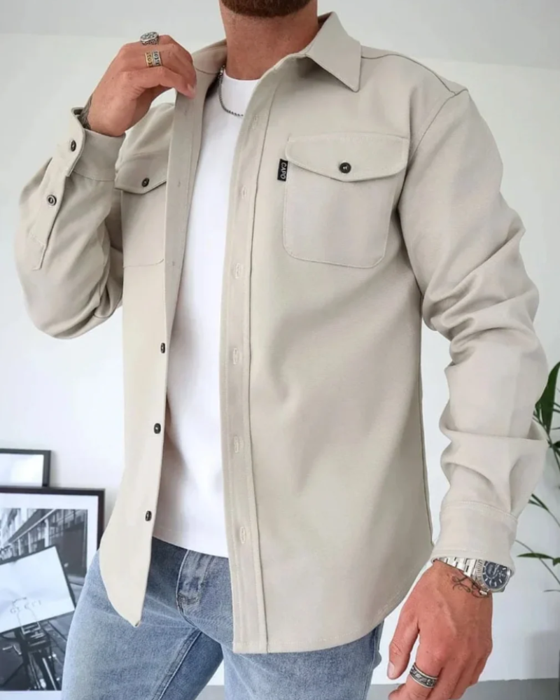 Hudson Sobrecamisa Hombre – Chaqueta Ligera con Botones y Bolsillos en el Pecho
