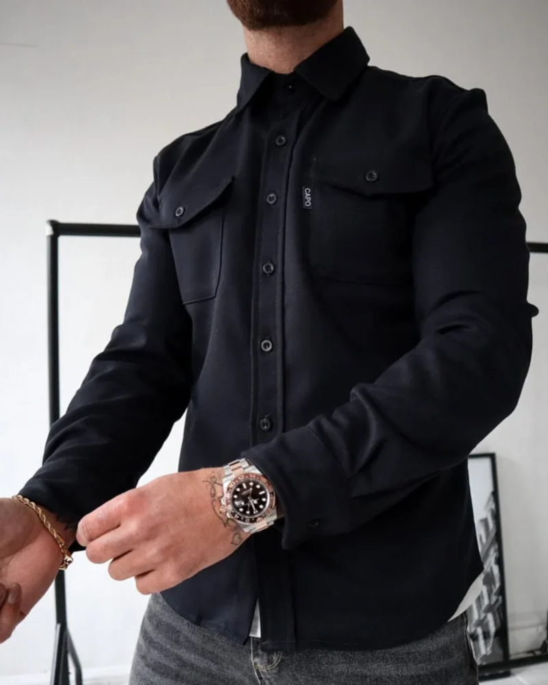 Hudson Sobrecamisa Hombre – Chaqueta Ligera con Botones y Bolsillos en el Pecho