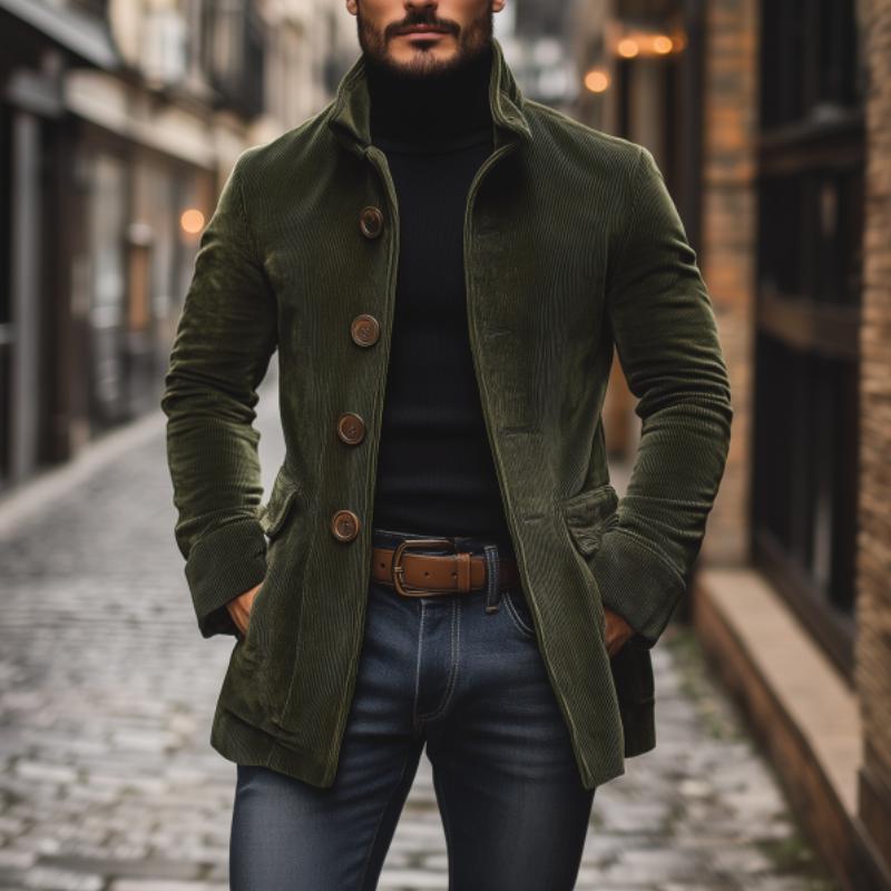 Chaqueta Marcos para Hombre – Silueta entallada, Cuello mao y Sofisticado