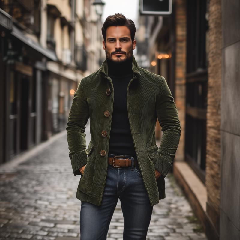 Chaqueta Marcos para Hombre – Silueta entallada, Cuello mao y Sofisticado