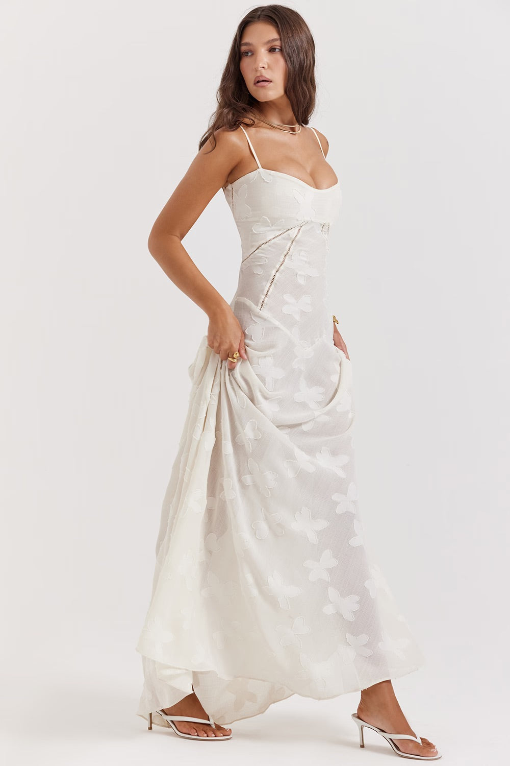 Kandace Robe longue élégante pour femme – Robe en dentelle brillante de gala