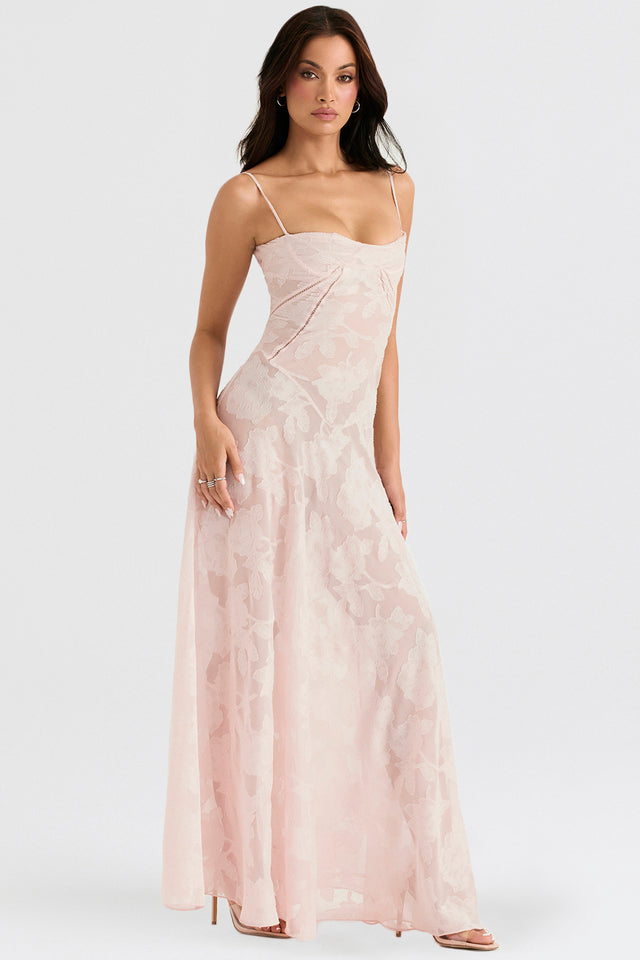 Kandace Robe longue élégante pour femme – Robe en dentelle brillante de gala