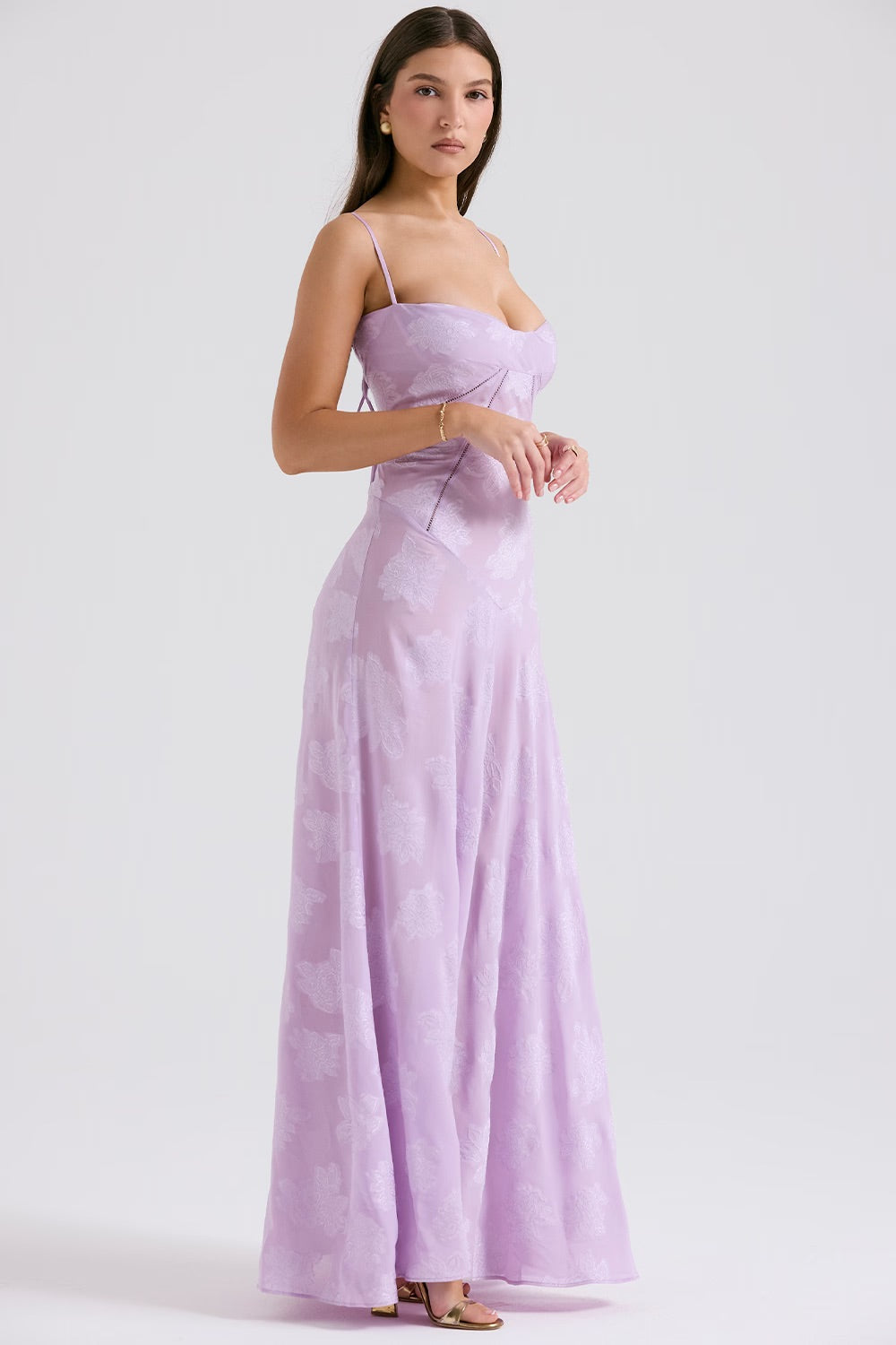 Kandace Robe longue élégante pour femme – Robe en dentelle brillante de gala