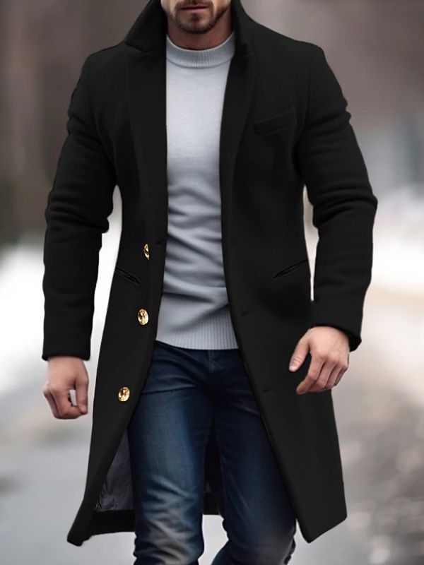 Abrigo de invierno Alonso para Hombre – Bolsillos prácticos, Cierre de botones y Corte sastre