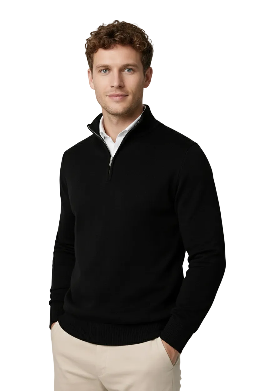 Suéter con media cremallera Emilio para Hombre – Cuello mao, Punto afelpado y Cuello alto