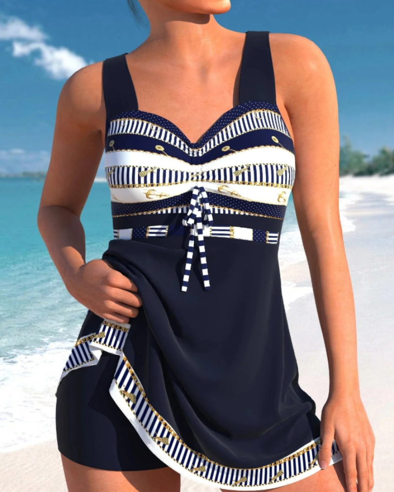 Tabitha Tankini Mujer – Top Plisado, Tirantes Anchos y Braguita con Falda