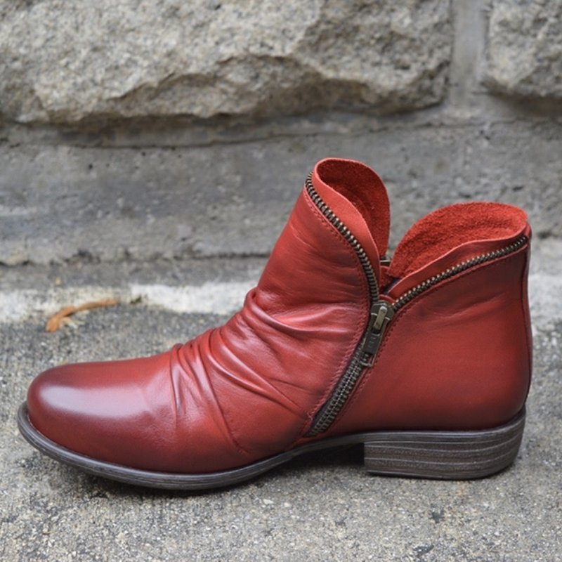 Valentina Bottines en cuir pour femme – Bottines élégantes avec fermeture éclair chic