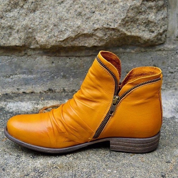 Valentina Bottines en cuir pour femme – Bottines élégantes avec fermeture éclair chic