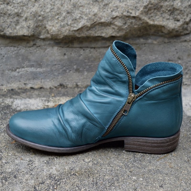 Valentina Bottines en cuir pour femme – Bottines élégantes avec fermeture éclair chic