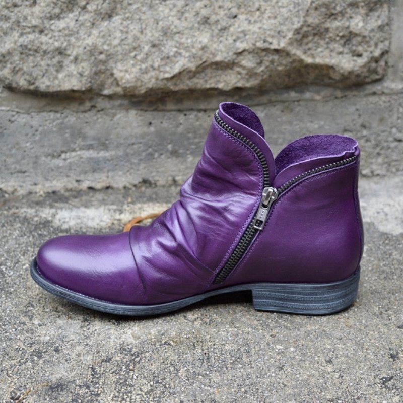 Valentina Bottines en cuir pour femme – Bottines élégantes avec fermeture éclair chic