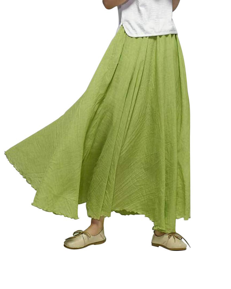 Nora Falda Maxi Mujer – Boho Retro, Doble Capa y Cintura Elástica para Verano