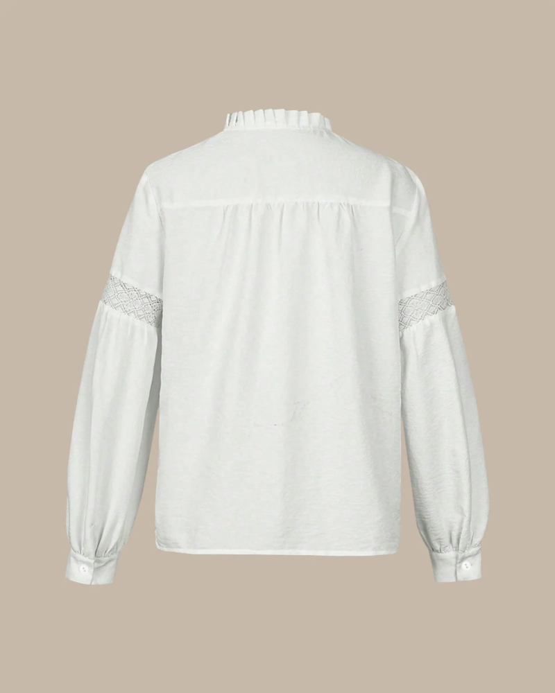 Madison Blusa Casual Mujer – Manga Larga, Volantes y Tejido Texturizado