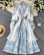 Helena Vestito chemisier floreale da donna – Cintura regolabile e lunghezza midi