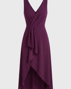 Eleanor Vestido Midi Mujer – Escote Cruzado, Cintura Marcada y Bajo Asimétrico