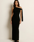 Eleanor Vestido de Noche Mujer – Un Hombro, Lazo Elegante y Falda Maxi
