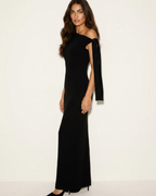Eleanor Vestido de Noche Mujer – Un Hombro, Lazo Elegante y Falda Maxi