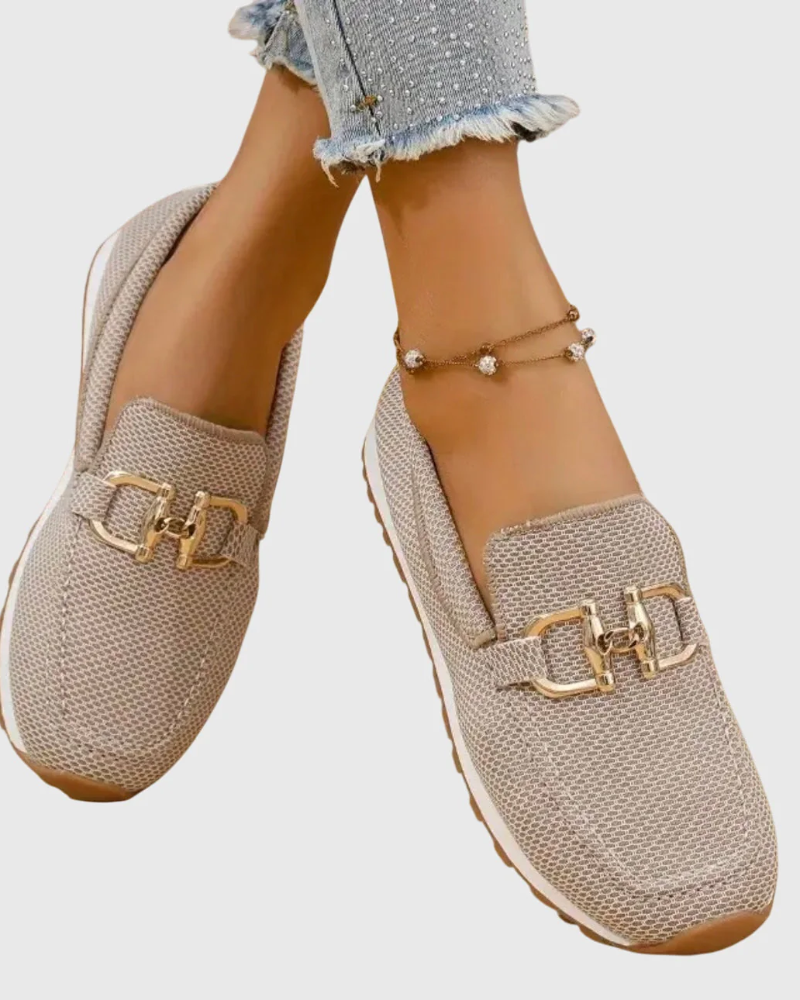 Kelsey Women’s Mesh Loafers – Breathable, Lightweight, with a Metallic Accent