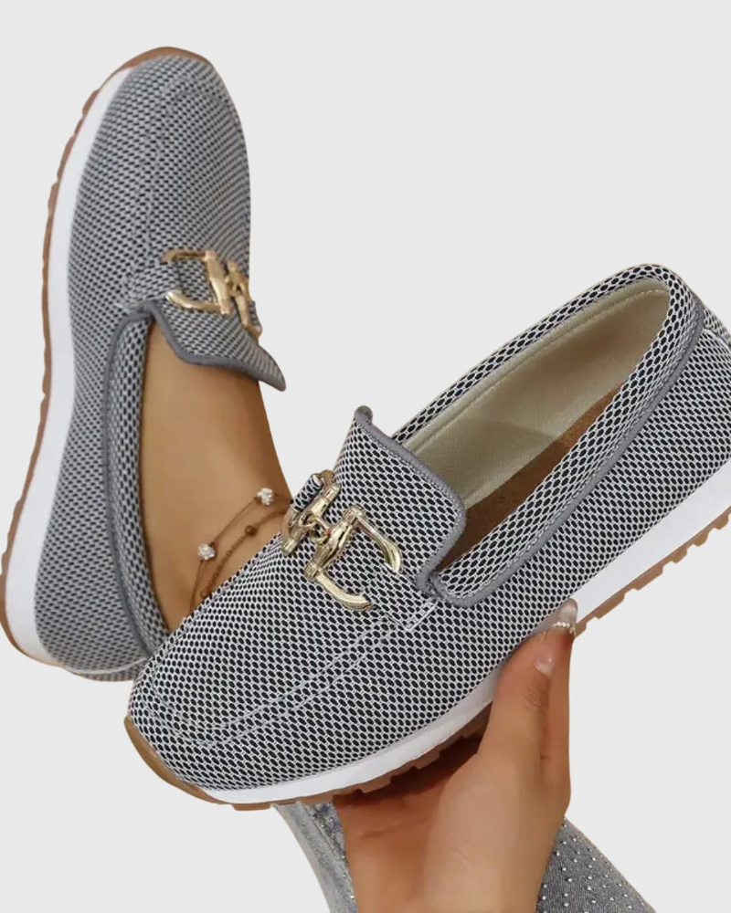 Kelsey Women’s Mesh Loafers – Breathable, Lightweight, with a Metallic Accent