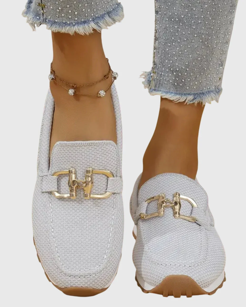 Kelsey Women’s Mesh Loafers – Breathable, Lightweight, with a Metallic Accent