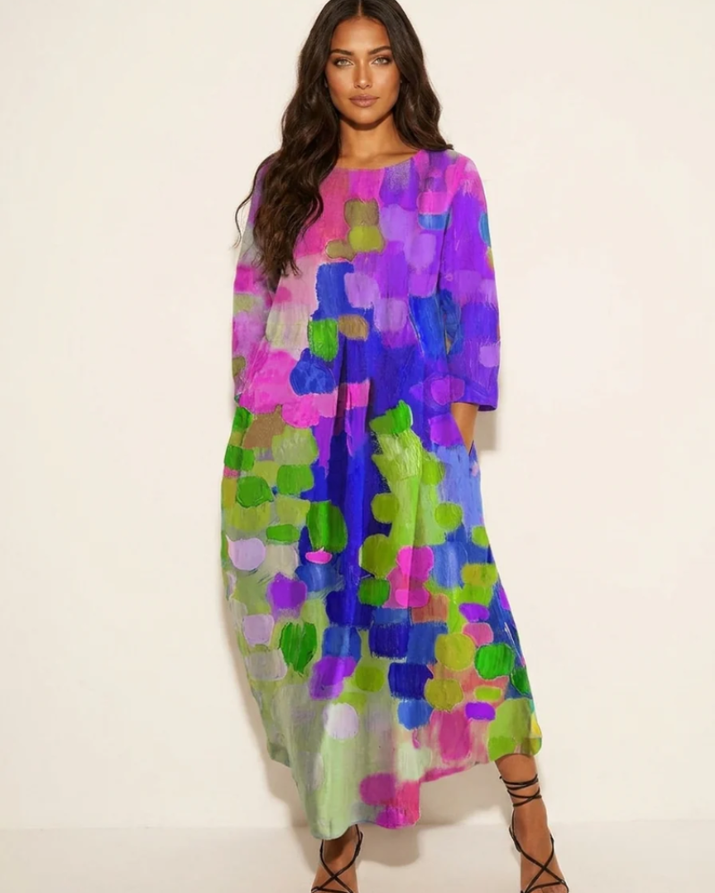 Marissa Women's Maxi Dress – Artistic Print, Relaxed Fit, and Fluid Drape
