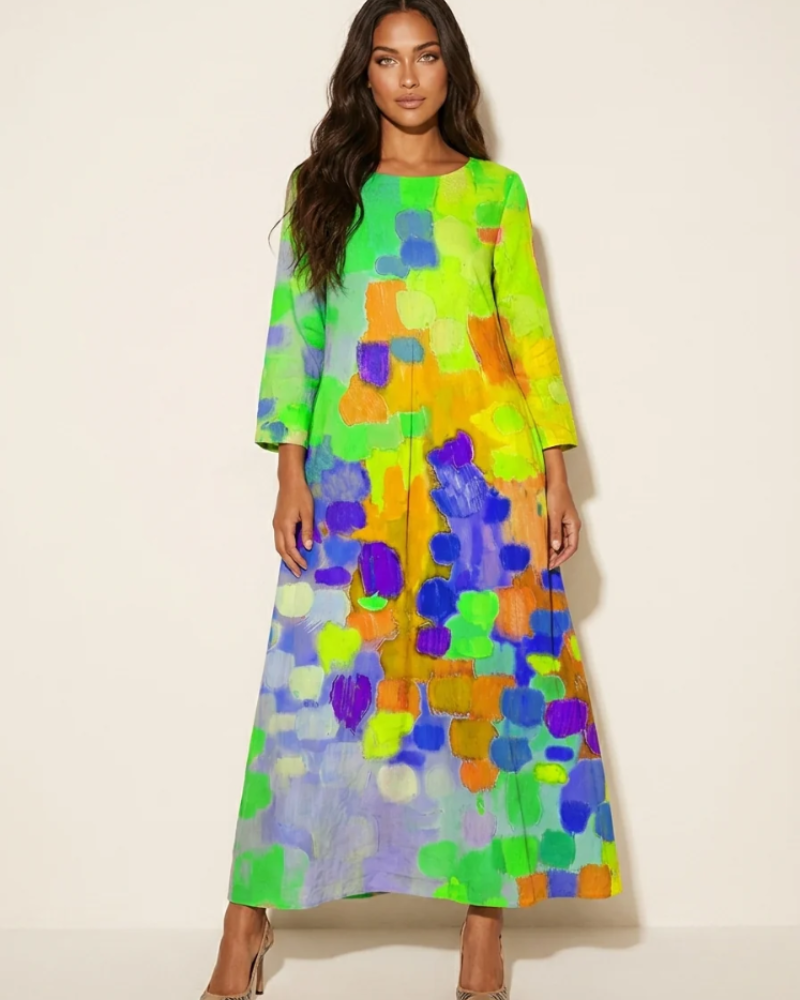 Marissa Women's Maxi Dress – Artistic Print, Relaxed Fit, and Fluid Drape