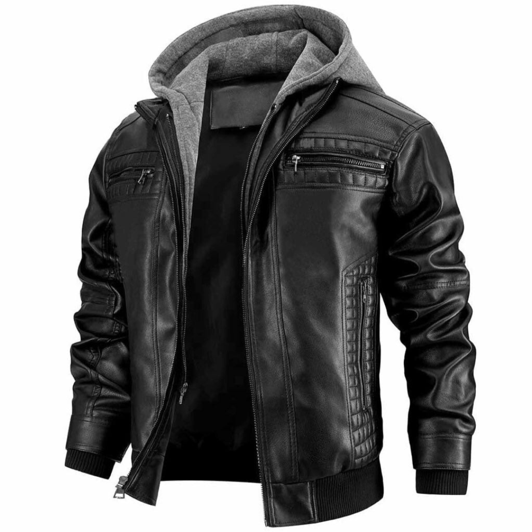 Chaqueta de piel Álvaro para Hombre – Con capucha